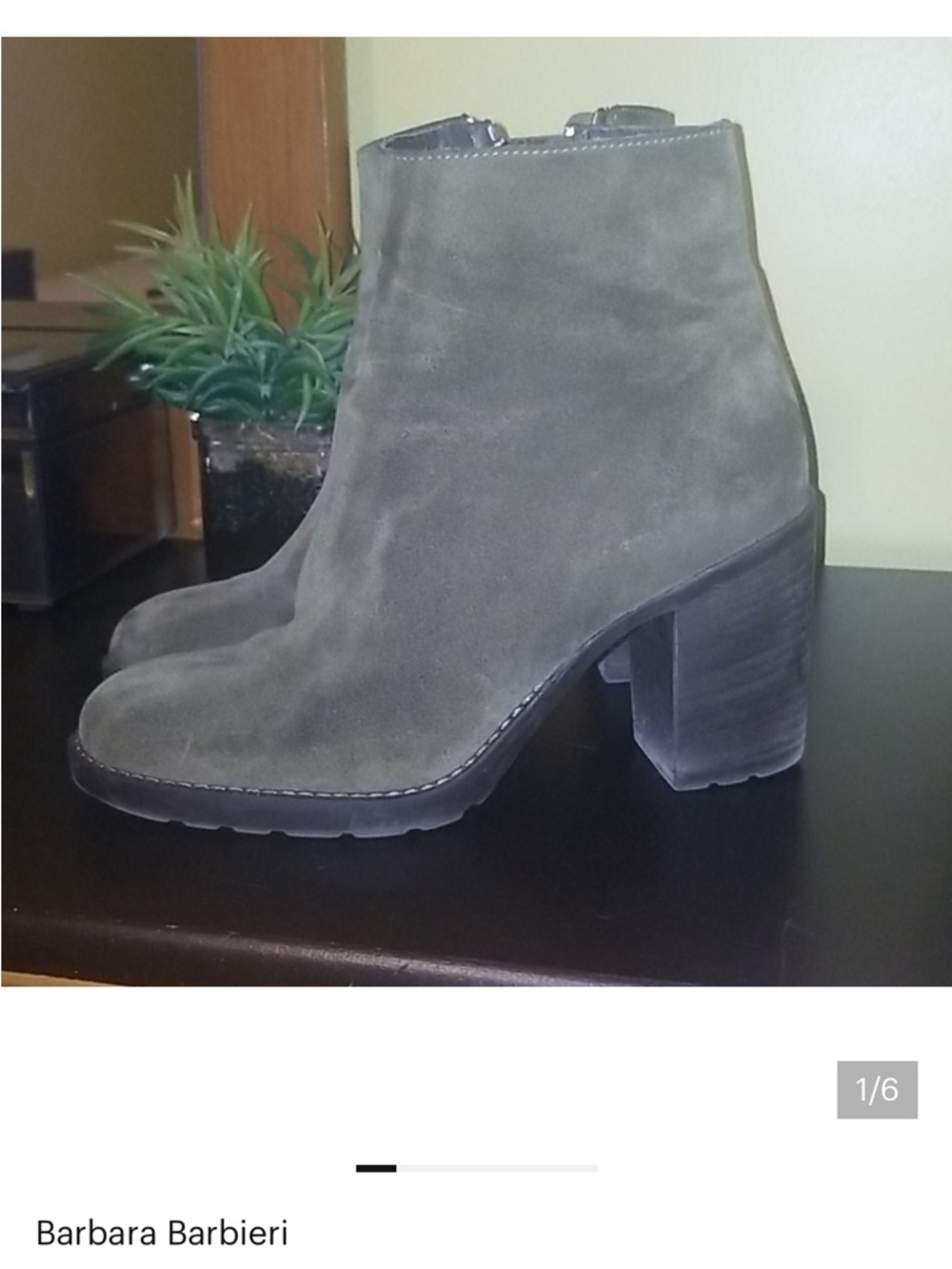 Barbara Barbieri Gray Suede Block Heel Ankle Boots